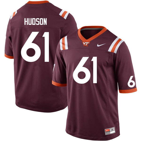 Men #61 Bryan Hudson Virginia Tech Hokies College Football Jerseys Sale-Maroon
